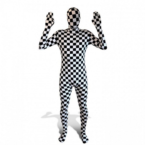 Adult black white check - black,